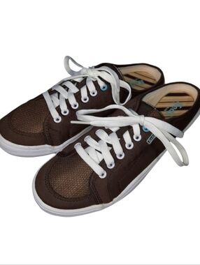 Keds Kickstart Brown Canvas/Mesh Lace-up Slip-On Mule Sneaker SZ 7